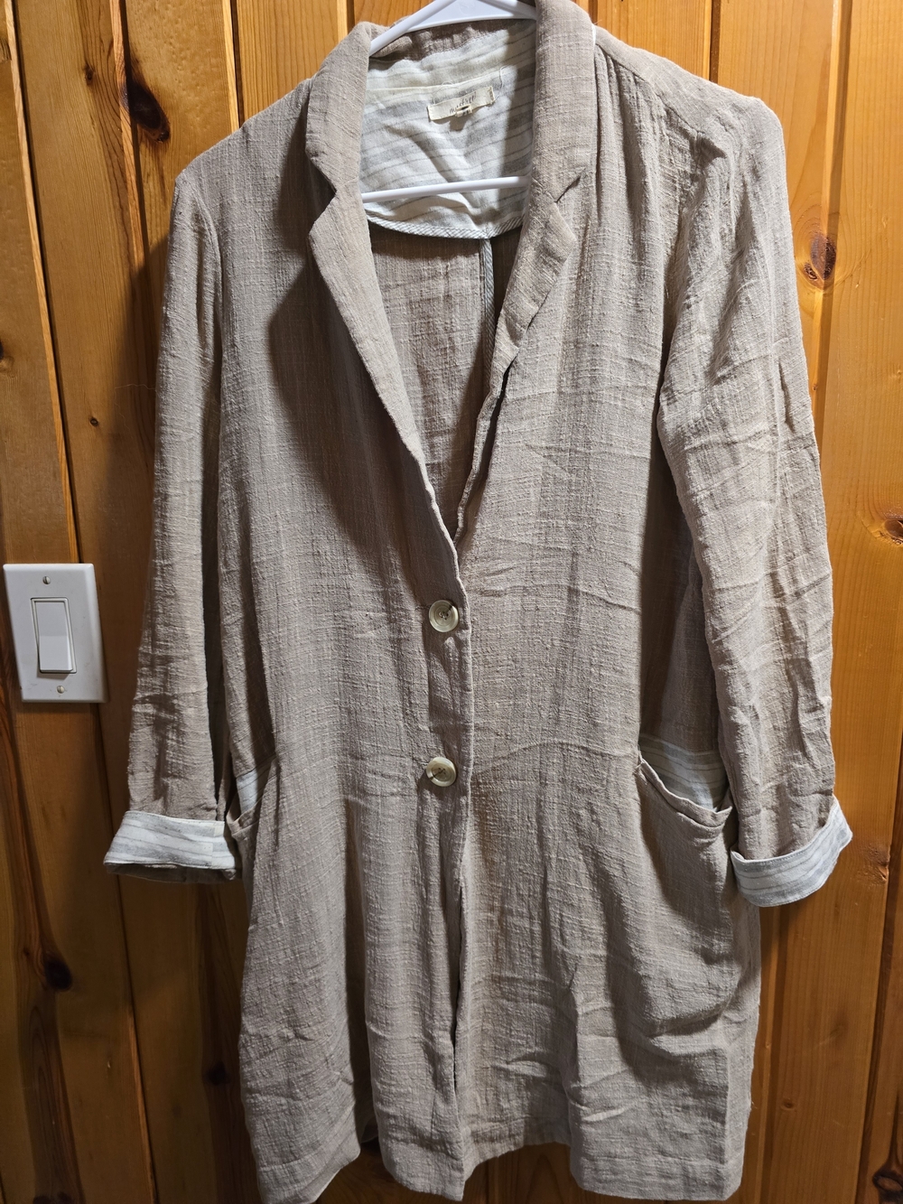 Mystree Anthropologie Gauze blazer With Stripe Detail On Pocketsand Sleeve M